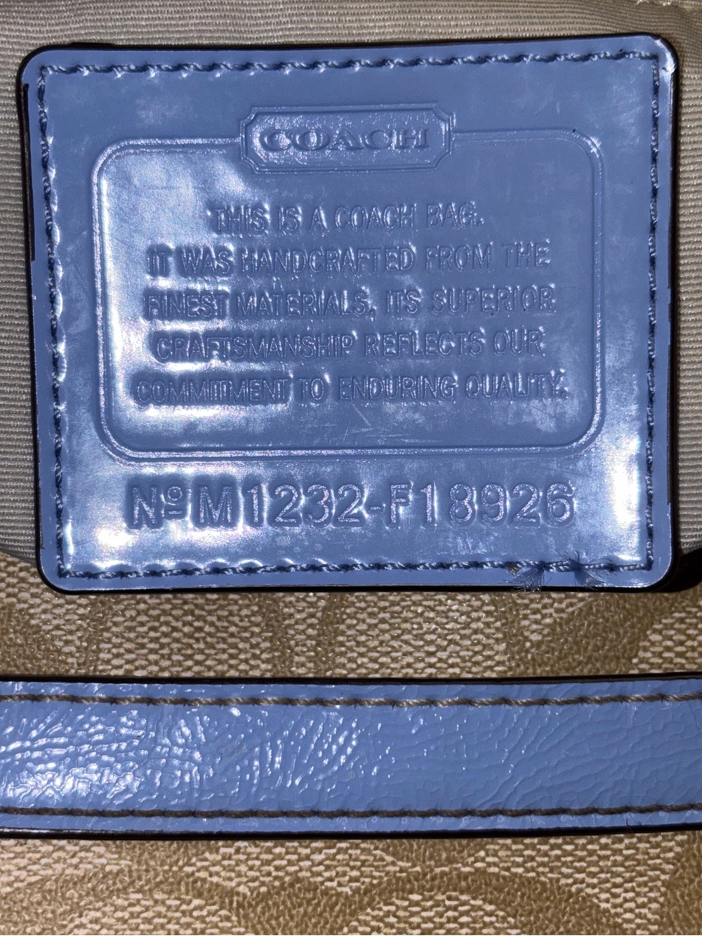 Authentic Coach Peyton File Crossbody | Khaki / Cornflower Blue Leather | F18926 - Picture 2 of 8